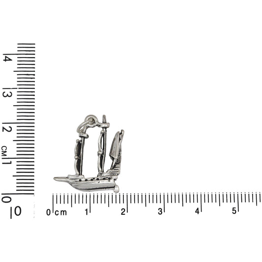 Sterling Silver, 18.1mm Width by 6.9mm Length by 22.0mm Height, Pirate Ship Charm. Quantity Per Pack: 1 Piece.