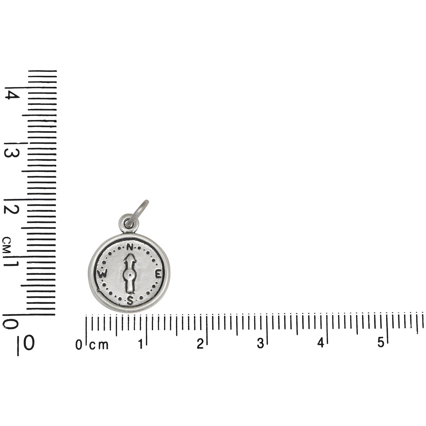 Sterling Silver, 13.8mm Width by 1.9mm Length by 17.1mm Height, Compass Charm. Quantity Per Pack: 1 Piece.