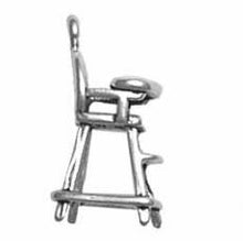 Load image into Gallery viewer, Charms. Sterling Silver, 9.0mm Width by 9.8mm Length by 19.4mm Height, Highchair Charm. Quantity Per Pack: 1 Piece.