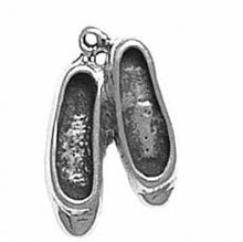 Load image into Gallery viewer, Charms. Sterling Silver, 13.0mm Width by 4.1mm Length by 19.6mm Height, Ballet Slippers Charm. Quantity Per Pack: 1 Piece.