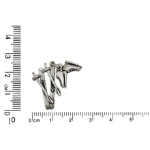 Load image into Gallery viewer, Sterling Silver, 14.6mm Width by 5.0mm Length by 25.7mm Height, Skis With 2 Boots Charm. Quantity Per Pack: 1 Piece.