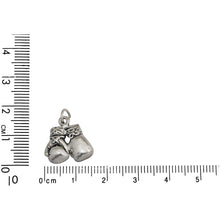 Load image into Gallery viewer, Sterling Silver, 15.7mm Width by 5.7mm Length by 16.0mm Height, Boxing Gloves Charm. Quantity Per Pack: 1 Piece.