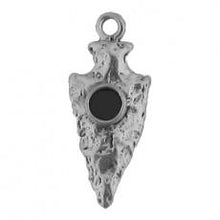 Load image into Gallery viewer, Charms. Sterling Silver, 8.5mm Width by 3.7mm Length by 22.9mm Height, Arrowhead Charm With Setting for Stone. Quantity Per Pack: 1 Piece.