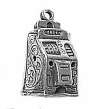 Load image into Gallery viewer, Charms. Sterling Silver, 10.8mm Width by 9.0mm Length by 17.7mm Height, Slot Machine Charm. Quantity Per Pack: 1 Piece.