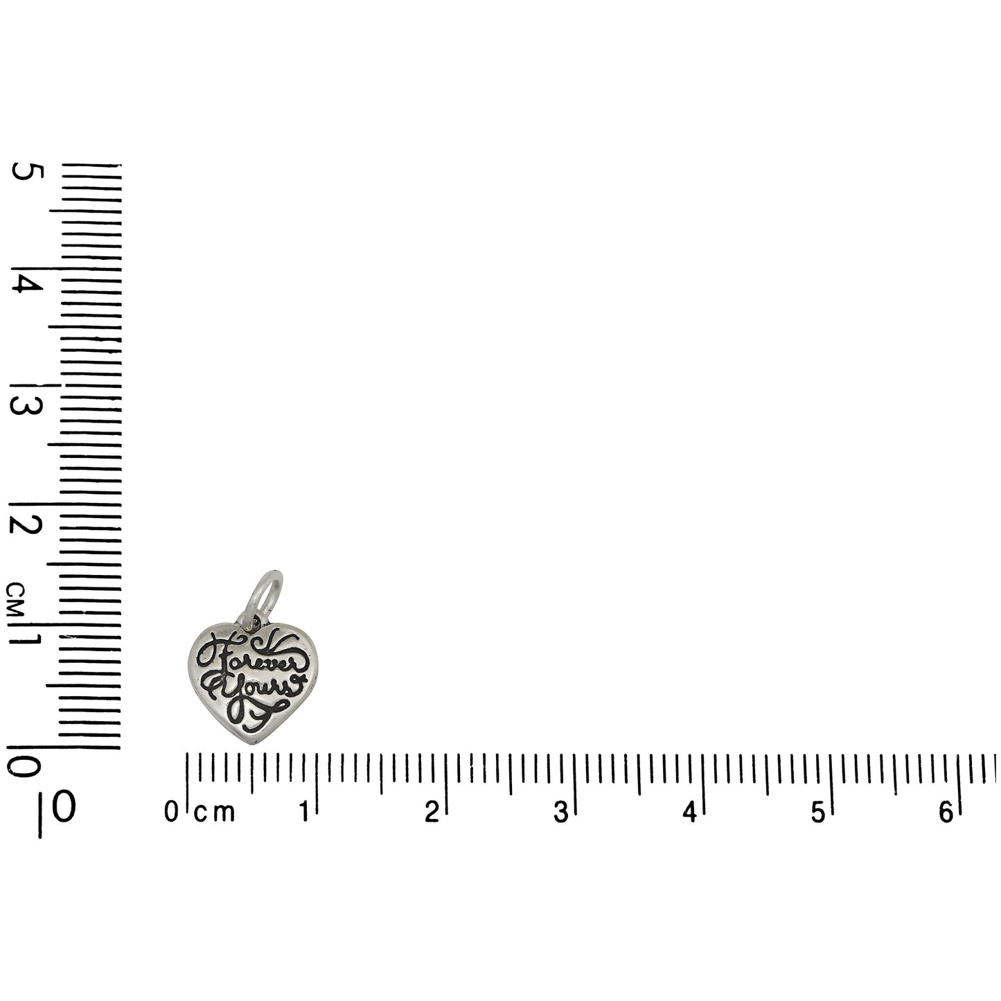 Sterling Silver, 10.2mm Width by 2.1mm Length by 10.7mm Height, "Forever Yours" Heart Charm. Quantity Per Pack: 1 Piece.