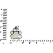 Load image into Gallery viewer, Sterling Silver, 16.4mm Width by 1.7mm Length by 19.5mm Height, Paw Print Charm. Quantity Per Pack: 1 Piece.