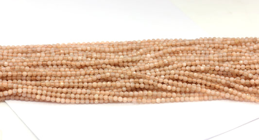 Peach Moonstone Beads Faceted Round, Round Faceted
