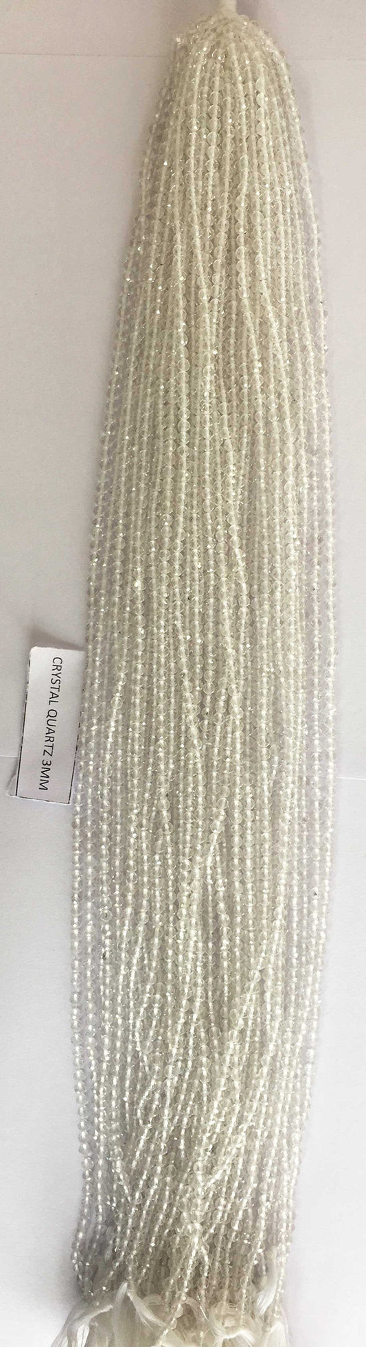 Crystal Quartz Rondelle Beads 13 Inch Strand ,Crystal Quartz Faceted Rondelle Beads , 3 mm