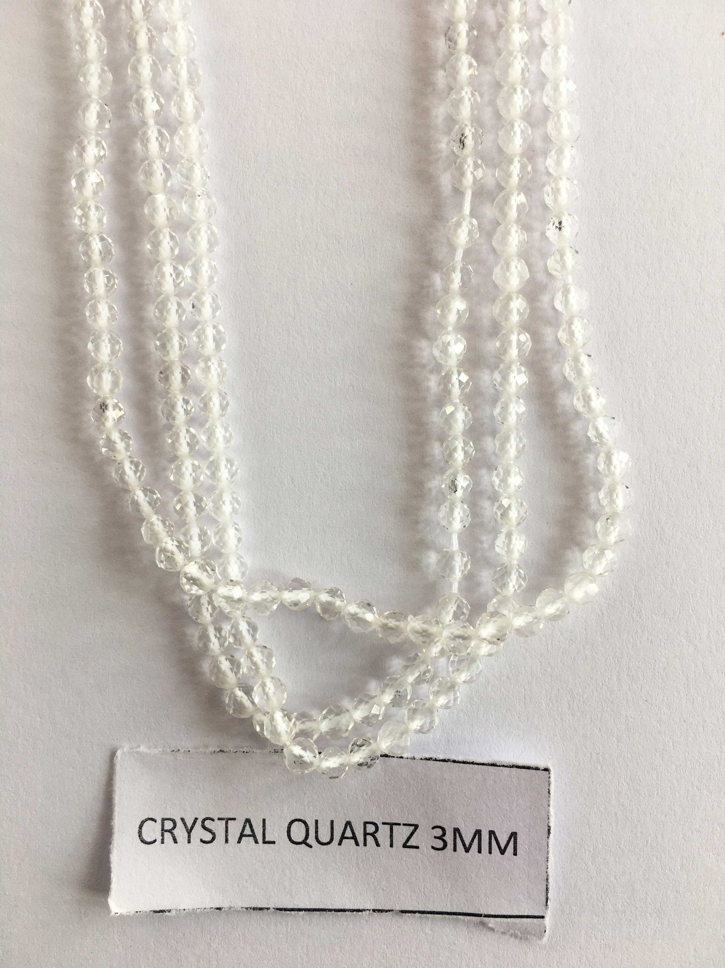 Crystal Quartz Rondelle Beads 13 Inch Strand ,Crystal Quartz Faceted Rondelle Beads , 3 mm
