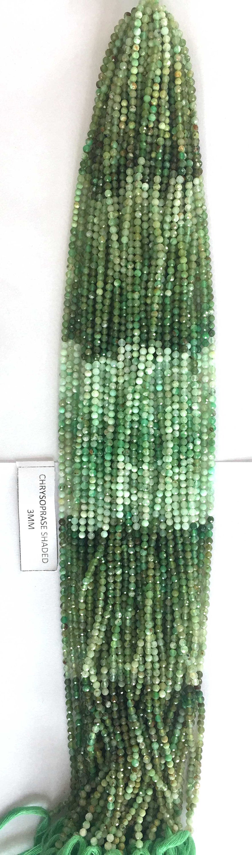 Chrysoprase Shaded Rondelle Beads 13 Inch Strand ,Chrysoprase Shaded Faceted Rondelle Beads , 3 mm