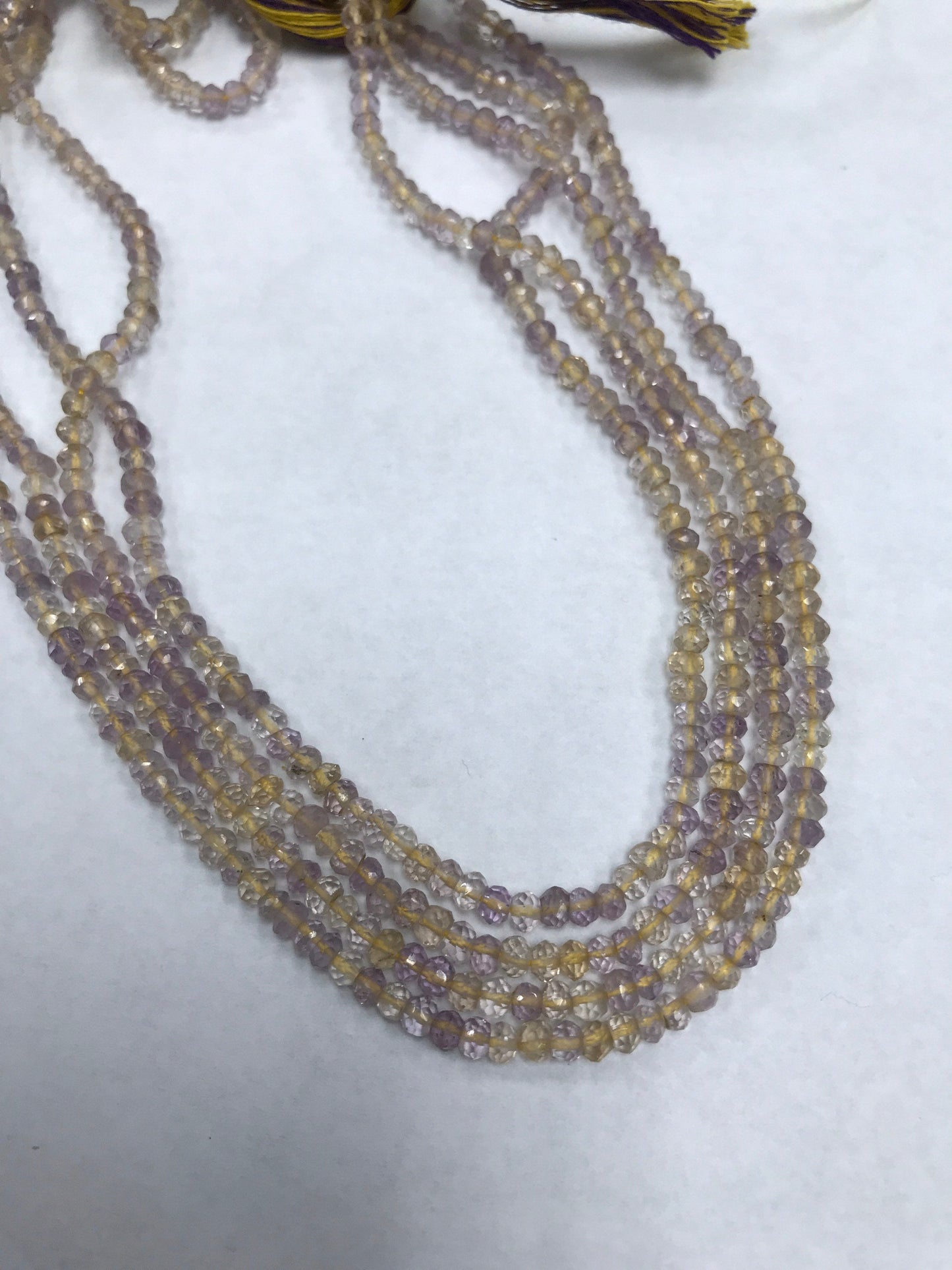 Ametrine Quartz Beads Faceted Roundelle 3mm, Lasercut Faceted Roundelle 3mm