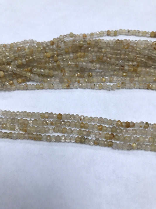 Golden Routail Beads Faceted Rondelle, Routailted Quartz Beads,