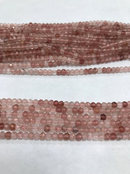 Strawberry quartz facetted round 3 mm, facetted round beads,