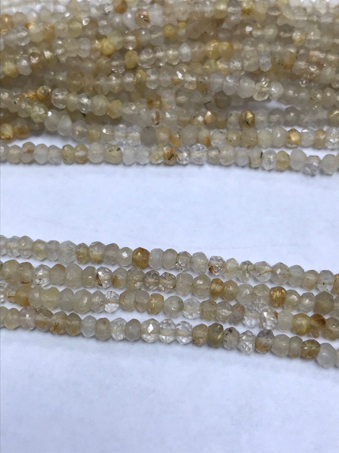 Golden Routail Beads Faceted Rondelle, Routailted Quartz Beads,