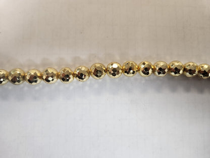Gold Pyrite Faceted Round Shape Beads, Round Shape Beads, Gold Pyrite Faceted