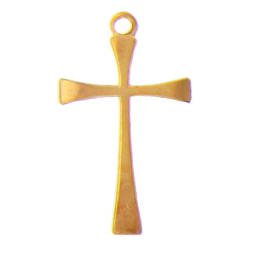 Gold Filled, 12.8mm Width by 1.0mm Length by 22.4mm Height, Cross Charm. Quantity Per Pack: 1 Piece.