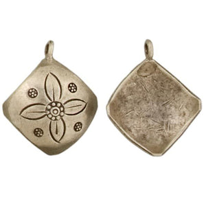 Fine Silver, Hill Tribe, 22.0mm Width by 7.8mm Length by 27.0mm Height, Stamped Square Charm. Quantity Per Pack: 2 Pieces.