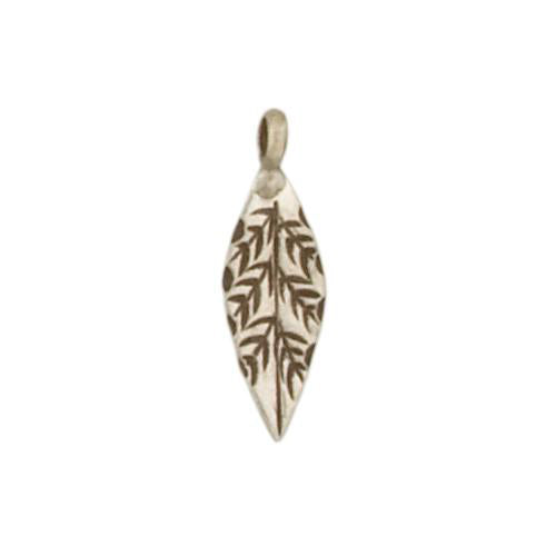 Fine Silver, Hill Tribe, 8.0mm Width by 1.3mm Length by 25.6mm Height, Leaf Charm. Quantity Per Pack: 10 Pieces.