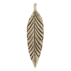 Fine Silver, Hill Tribe, 10.2mm Width by 1.0mm Length by 38.3mm Height, Leaf Charm. Quantity Per Pack: 4 Pieces.