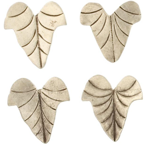 Fine Silver, Hill Tribe, 22.6mm Width by 5.7mm Length by 23.9mm Height, Leaf Pendant. Quantity Per Pack: 4 Pieces.