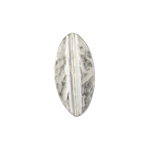 Fine Silver, Hill Tribe Bead, 14.2mm Width by 4.3mm Length by 26.4mm Height, Hammered Oval Bead. Quantity per pack: 2 Pieces.