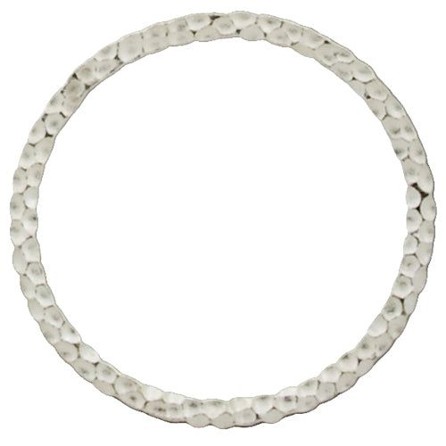 Fine Silver, Hill Tribe Bead, 19.6mm Width by 20.0mm Length by 1.6mm Height, Hammered Round Bead. Quantity per pack: 2 Pieces.
