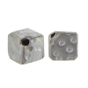 Fine Silver, Hill Tribe Bead, 9.5mm Width by 9.5mm Length by 8.6mm Height, Hammered Diamond Bead. Quantity per pack: 2 Pieces.