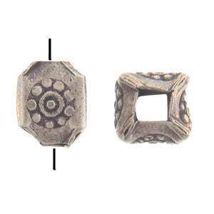 Fine Silver, Hill Tribe Bead, 6.2mm Width by 5.7mm Length by 7.0mm Height, Stamped Fancy Bead. Quantity per pack: 10 Pieces.