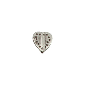 Fine Silver, Hill Tribe Bead, 12.8mm Width by 3.5mm Length by 12.7mm Height, Stamped Heart Bead. Quantity per pack: 4 Pieces.