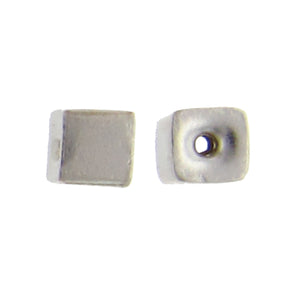 Fine Silver, Hill Tribe Bead, 5.9mm Width by 6.2mm Length by 5.3mm Height, Square Bead. Quantity per pack: 10 Pieces.