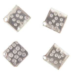 Fine Silver, Hill Tribe Bead, 14.5mm Width by 14.5mm Length by 13.6mm Height, Hammered Diamond Bead. Quantity per pack: 2 Pieces.