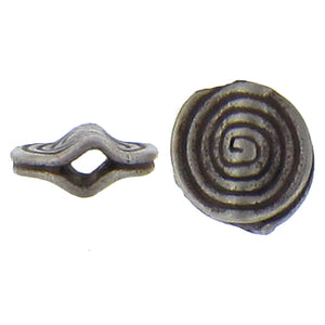 Fine Silver, Hill Tribe Bead, 7.9mm Width by 3.4mm Length by 8.3mm Height, Stamped Round Bead. Quantity per pack: 10 Pieces.