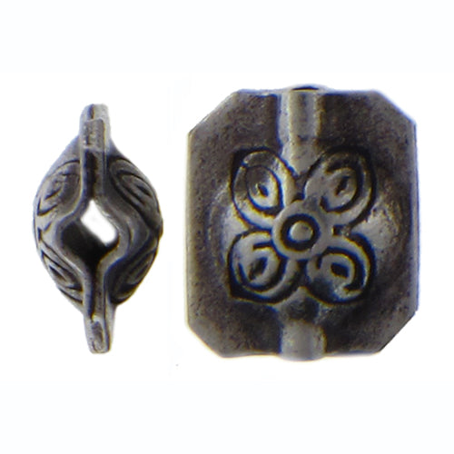 Fine Silver, Hill Tribe Bead, 11.2mm Width by 6.3mm Length by 13.6mm Height, Stamped Fancy Bead. Quantity per pack: 2 Pieces.