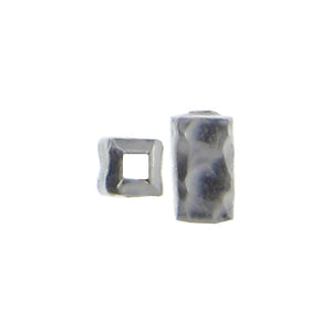 Fine Silver, Hill Tribe Bead, 3.2mm Width by 3.3mm Length by 6.1mm Height, Hammered Square Tube Bead. Quantity per pack: 10 Pieces.