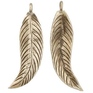 Fine Silver, Hill Tribe, 14.6mm Width by 3.0mm Length by 43.4mm Height, Leaf Charm. Quantity Per Pack: 1 Piece.