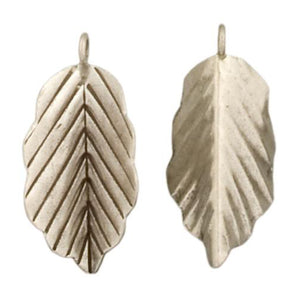 Fine Silver, Hill Tribe, 17.4mm Width by 5.3mm Length by 32.7mm Height, Leaf Charm. Quantity Per Pack: 4 Pieces.