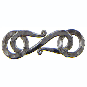 Fine Silver, Hill Tribe, 22.0mm Width by 1.6mm Length by 9.6mm Height, Hammered S Hook Clasp. Quantity Per Pack: 1 Piece.