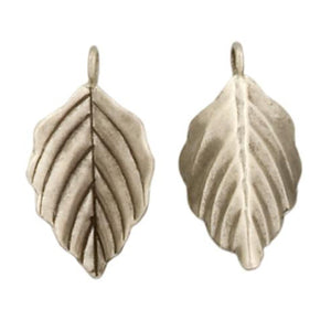 Fine Silver, Hill Tribe, 16.8mm Width by 6.2mm Length by 29.8mm Height, Leaf Charm. Quantity Per Pack: 5 Pieces.