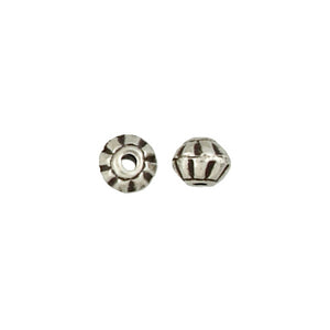 Fine Silver, Hill Tribe Bead, 8.5mm Width by 8.6mm Length by 7.3mm Height, Corrugated Saucer Bead. Quantity per pack: 2 Pieces.