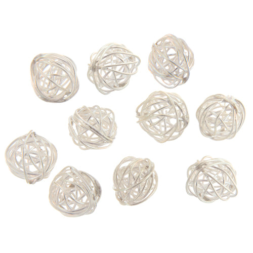 Fine Silver, Hill Tribe Bead, 11.4mm Width by 11.8mm Length by 11.5mm Height, Wired Round Bead. Quantity per pack: 2 Pieces.