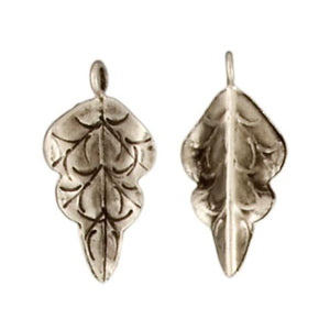 Fine Silver, Hill Tribe, 14.3mm Width by 5.2mm Length by 28.8mm Height, Leaf Charm. Quantity Per Pack: 5 Pieces.