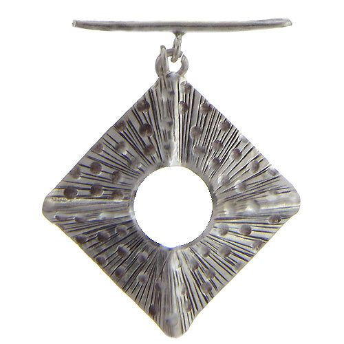 Fine Silver, Hill Tribe, 40.7mm Width by 45.9mm Height, Textured Square Toggle Clasp Ring, and 35.3mm Width by 4.8mm Height, Textured Toggle Clasp Bar. Quantity Per Pack: 1 Pair.