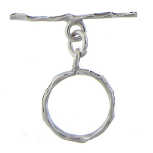 Fine Silver, Hill Tribe, 16.0mm Width by 2.5mm Length by 20.7mm Height, Stamped Decagon Toggle Clasp Ring, and 28.3mm Width by 6.7mm Length by 2.4mm Height, Stamped Toggle Clasp Bar. Quantity Per Pack: 1 Pair.