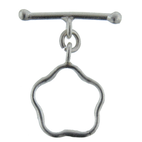 Fine Silver, Hill Tribe, 18.0mm Width by 22.9mm Height, Cloud Toggle Clasp Ring, and 26.1mm Width by 7.0mm Height, Plain Toggle Clasp Bar. Quantity Per Pack: 1 Pair.