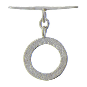 Fine Silver, Hill Tribe, 17.8mm Width by 22.5mm Height, Textured Circle Toggle Clasp Ring, and 29.8mm Width by 6.9mm Height, Textured Toggle Clasp Bar. Quantity Per Pack: 1 Pair.