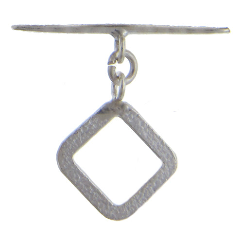 Fine Silver, Hill Tribe, 13.6mm Width by 18.3mm Height, Hammered Diamond Toggle Clasp Ring, and 21.0mm Width by 6.4mm Height, Hammered Toggle Clasp Bar. Quantity Per Pack: 1 Pair.