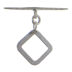 Fine Silver, Hill Tribe, 19.3mm Width by 24.4mm Height, Hammered Diamond Toggle Clasp Ring, and 33.1mm Width by 6.4mm Height, Hammered Toggle Clasp Bar. Quantity Per Pack: 1 Pair.