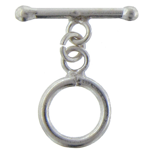 Fine Silver, Hill Tribe, 11.6mm Width by 16.2mm Height, Plain Circle Toggle Clasp Ring, and 19.8mm Width by 6.8mm Height, Plain Toggle Clasp Bar. Quantity Per Pack: 1 Pair.