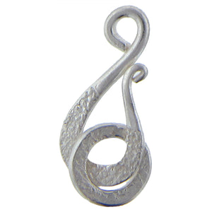 Fine Silver, Hill Tribe, 10.6mm Width by 2.1mm Length by 22.3mm Height, Textured J Hook Clasp With 11.1mm Textured Ring. Quantity Per Pack: 1 Piece.