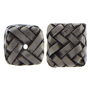 Fine Silver, Hill Tribe Bead, 14.7mm Width by 14.2mm Length by 16.0mm Height, Woven Square Bead. Quantity per pack: 1 Piece.